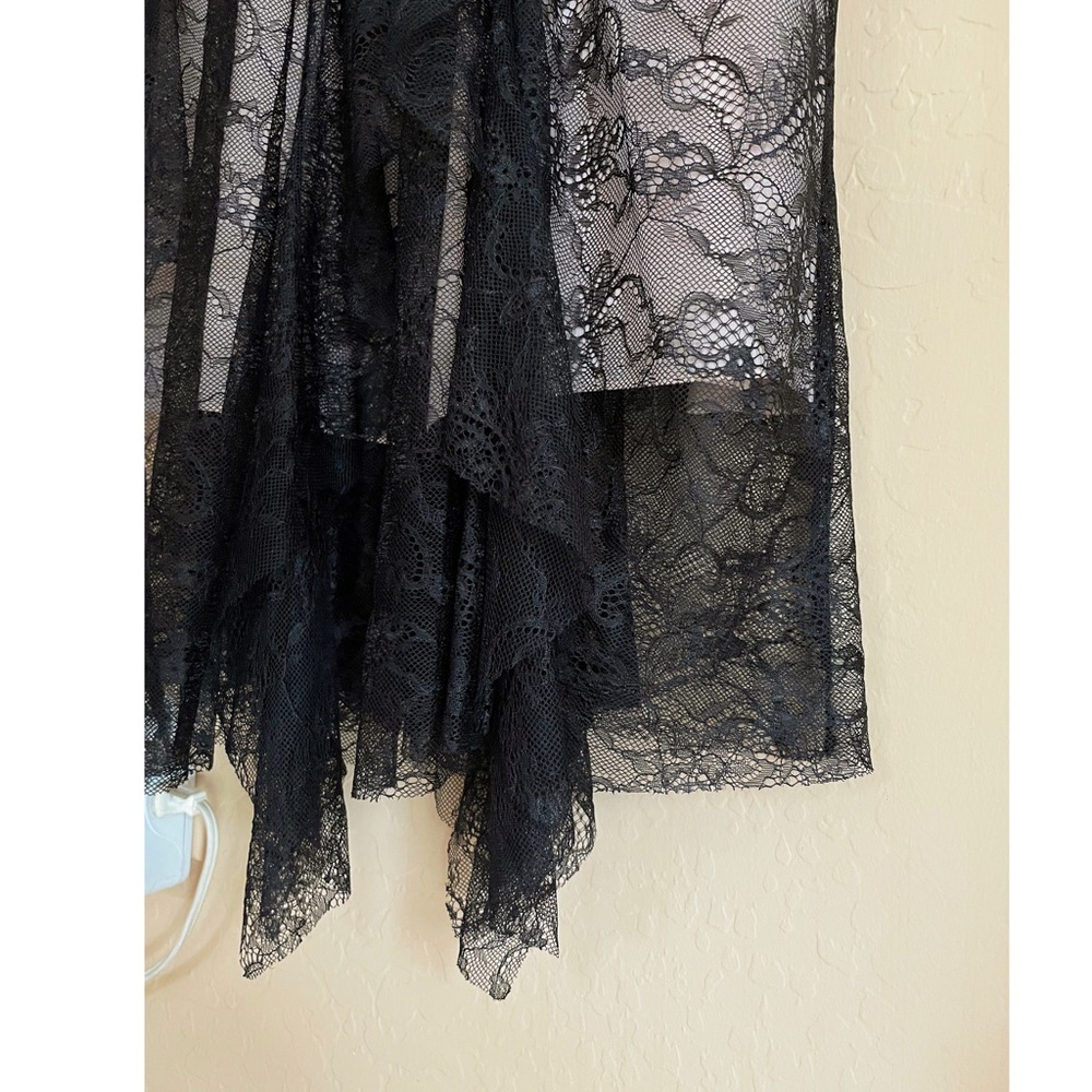 ZARA WOMAN STUDIO NWT PREMIUM Black & Nude Lace Ruffle Frill V Neck Maxi Dress - Picture 5 of 14